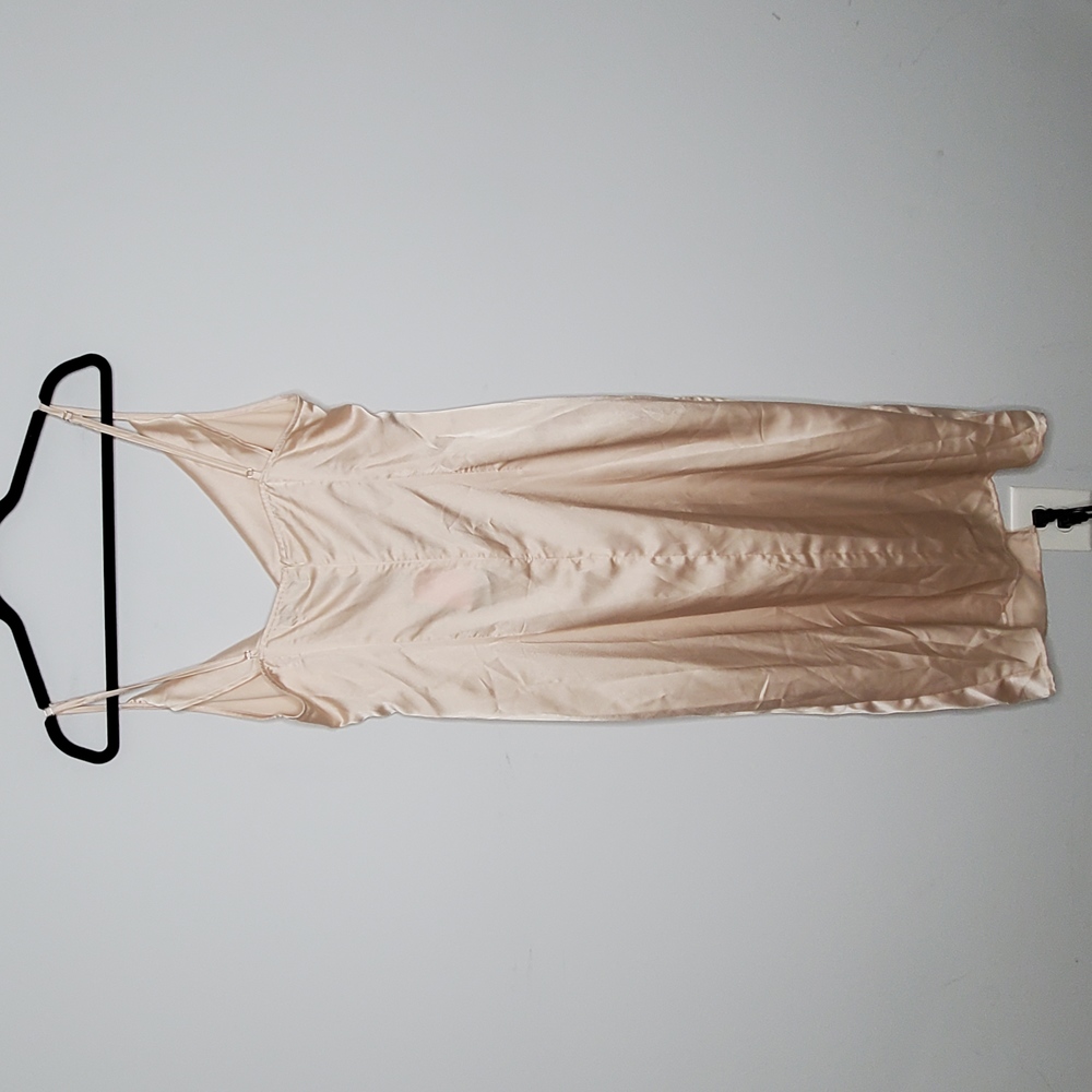 PRETTYLITTLETHING Champagne Satin Strappy Cowl Neck Sleeveless Midi Dress Sz 12 - Picture 3 of 8